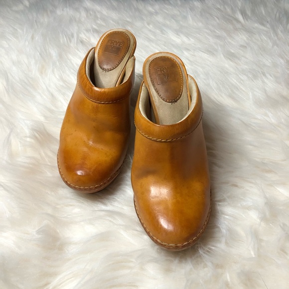 Frye Saddle Tan Heeled Mules - Picture 2 of 7